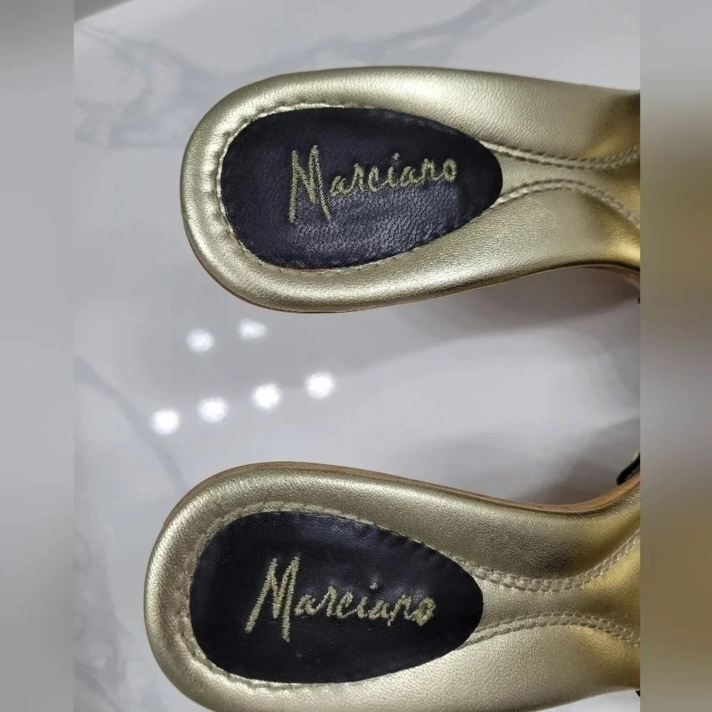 Vintage Y2k Marciano Gold Accent Quilted Mules - Picture 7 of 13